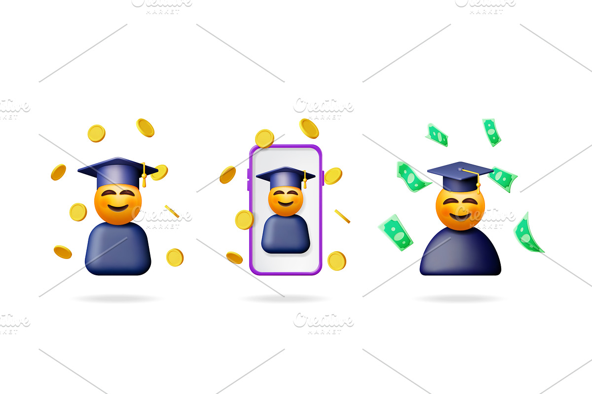 Happy graduate student avatar in 3d, an Education Illustration by Abscent
