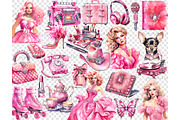 Pretty Pink Girly Clipart Set, a Person Illustration by GlamArtZhanna (Thumbnail 4 of 5)