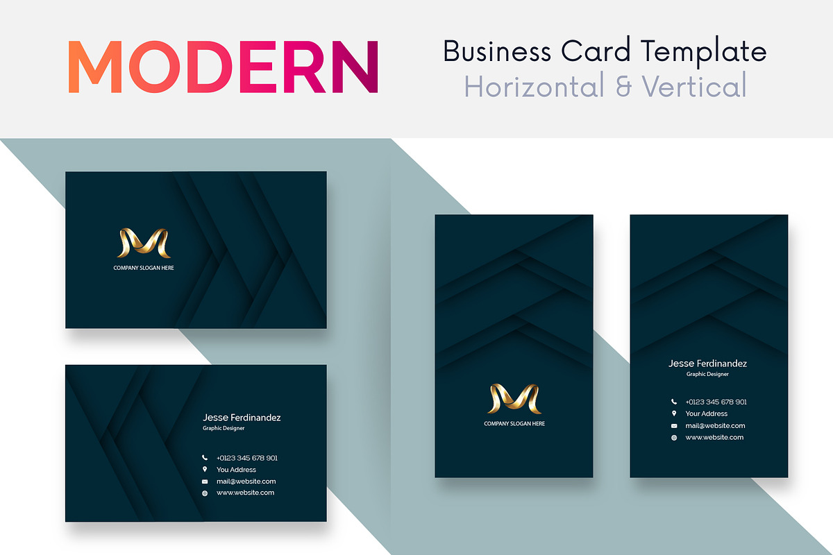 Modern 50 Business cards Bundle, a Business Card Template by M6 Gallery (Photo 8 of 52)