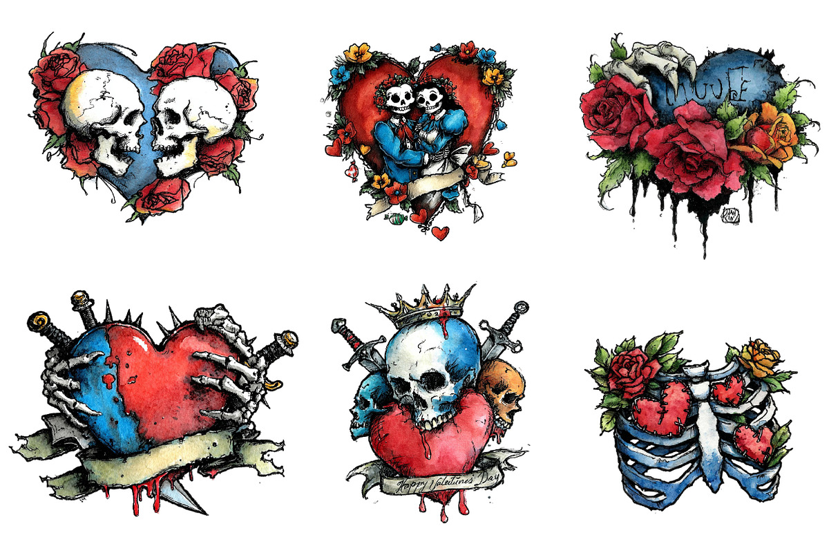 skeleton valentine bundle sublimatio, an Illustration by CreationArt (Photo 3 of 5)