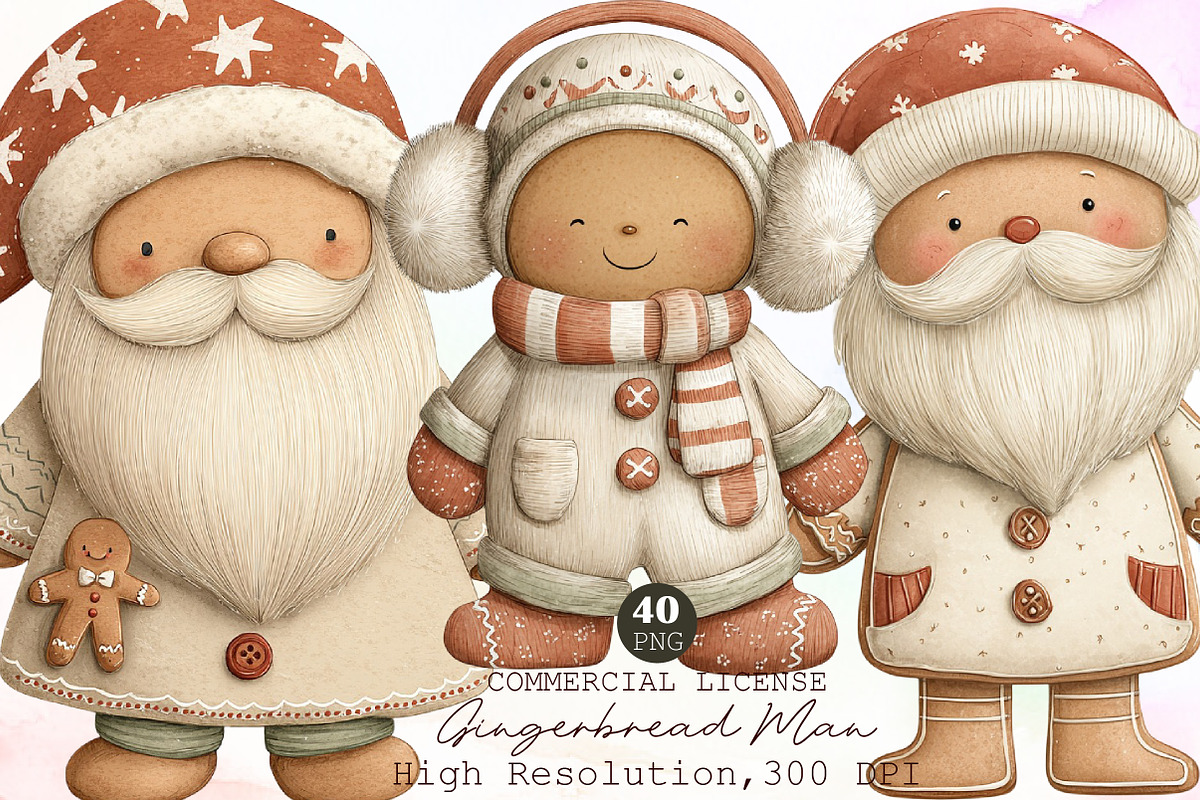 Christmas Gingerbread Man Clipart Bu, an Illustration by Sublimation Artist (Photo 1 of 6)
