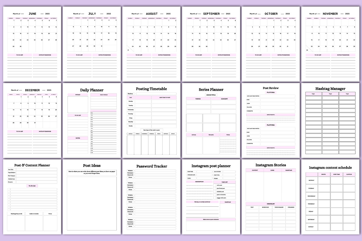 2025 Social Media Planner, a Stationery Template by Designmela01 (Photo 3 of 4)