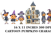 Watercolor Halloween Pumpkins PNG, a Seasonal Illustration by PatternPalette (Thumbnail 3 of 3)