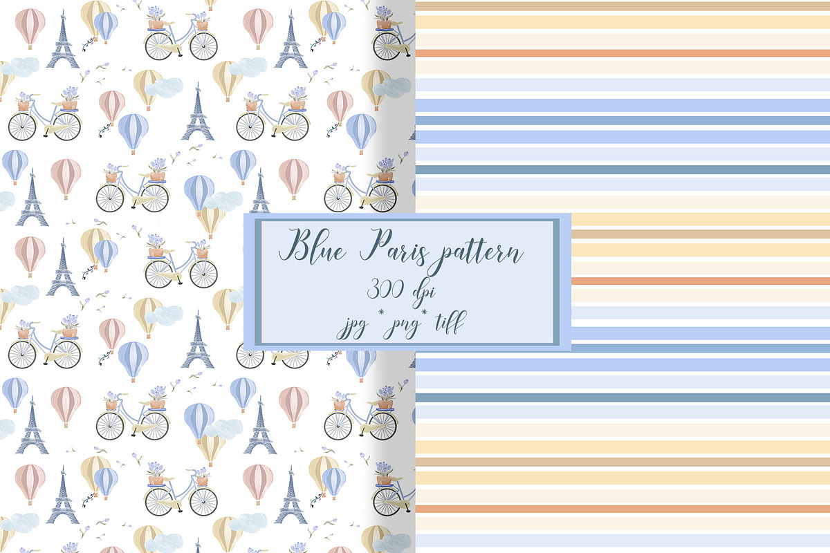 Watercolor Paris Seamless Patterns, a Pattern Graphic by Oksana Dovhopol Art (Photo 1 of 13)