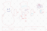 Snowman with Bird Laser Cut File Svg, a Seasonal Illustration by taramija (Thumbnail 3 of 3)
