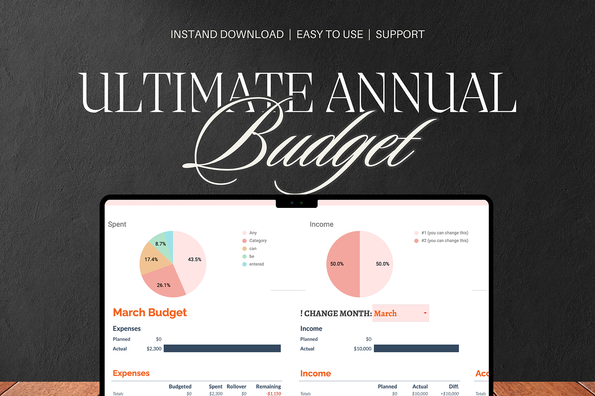 Monthly Budget Spreadsheet, a Templates & Theme by vitalinagerman (Photo 1 of 11)