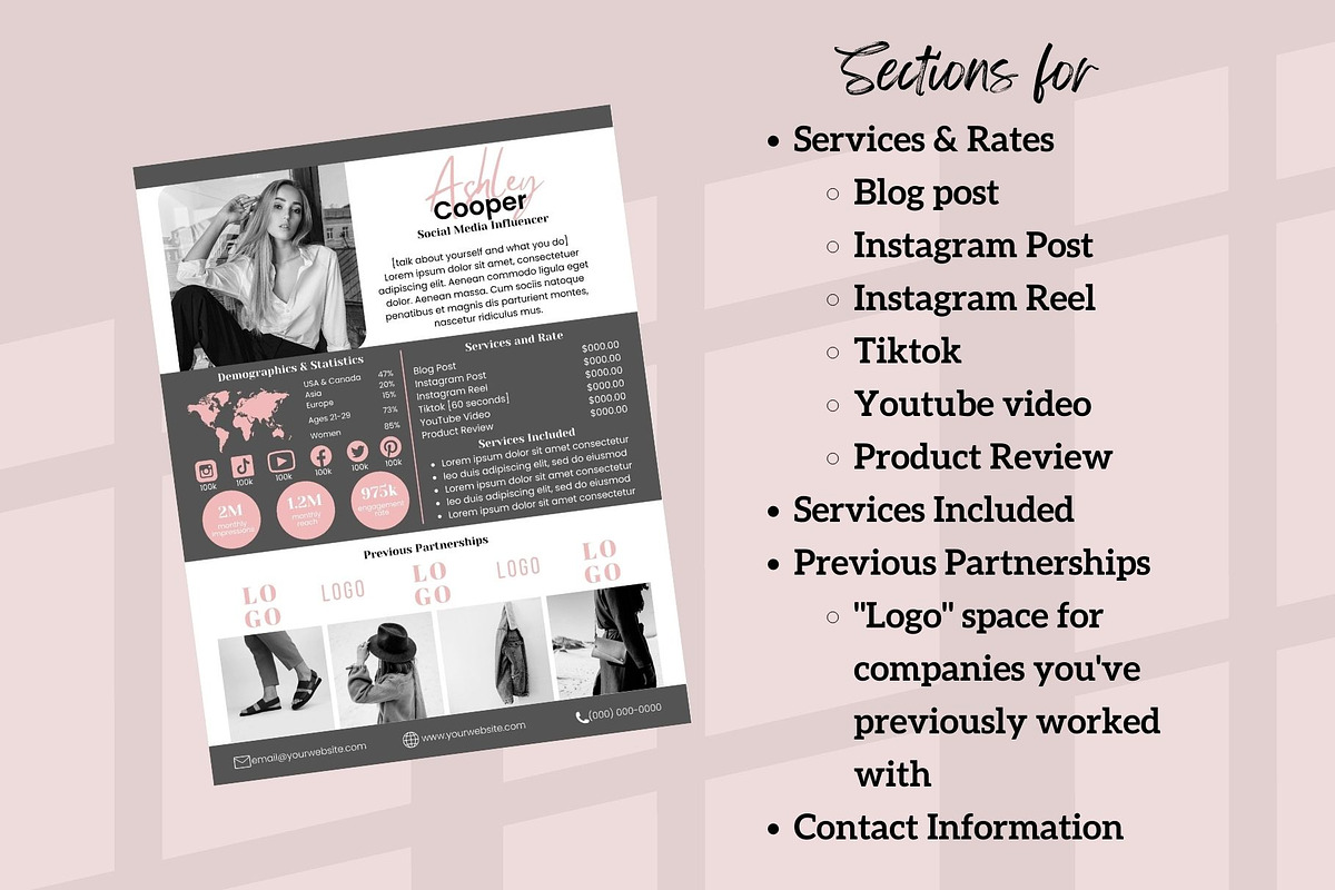One Page Media Kit in Pink preview 5