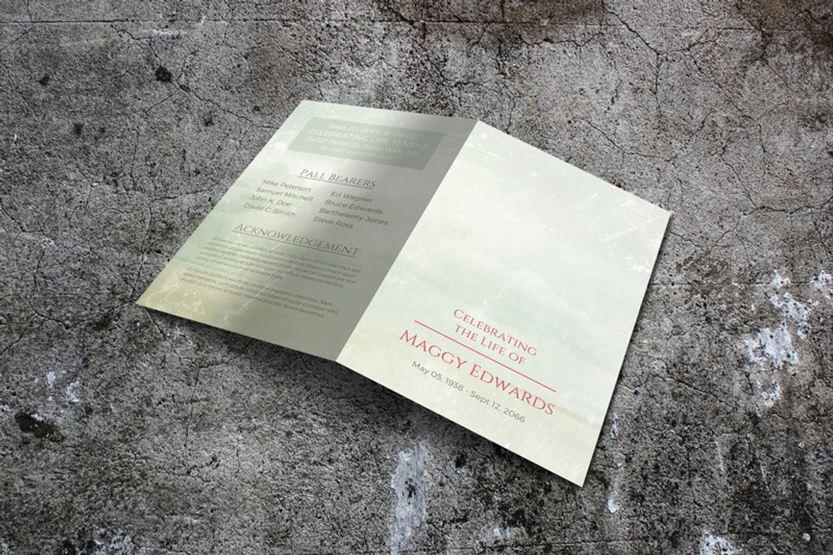 Softness Funeral Program Template, a Brochure Template by Final Tribute (Photo 4 of 5)