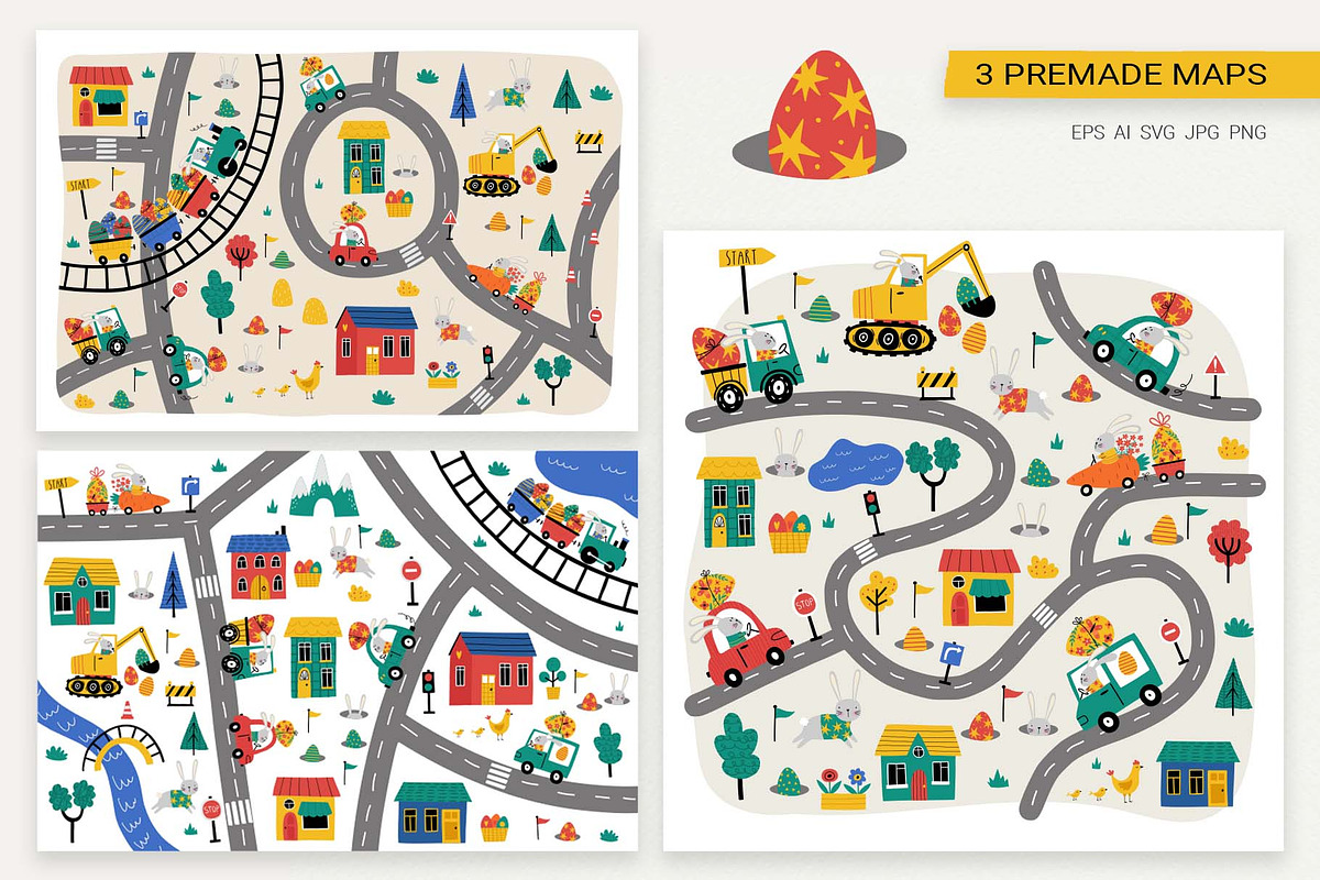 Egg Hunt Map. Map Creator, a Seasonal Illustration by Irina Ostapenko (Photo 6 of 11)