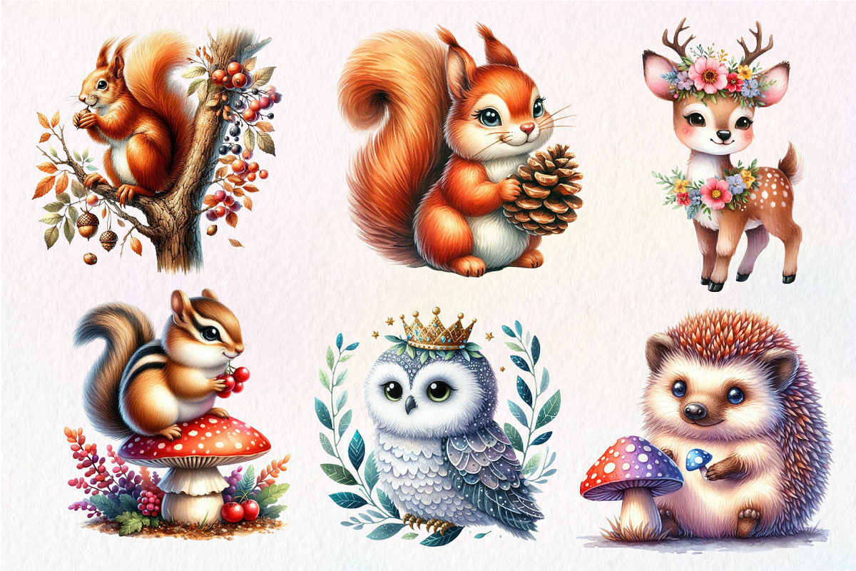 Cute Woodland Animal Clipart, an Illustration by Dream Creation (Photo 4 of 7)