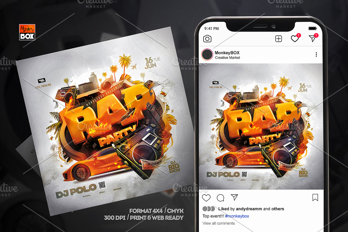 Rap Party Flyer, a Flyer Template by MonkeyBOX (Photo 2 of 3)