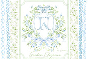 Blue & Green crest, floral frames, a Decorative Illustration by Lisima (Thumbnail 1 of 10)