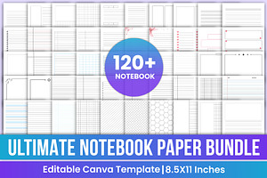 Ultimate Notebook Paper Bundle Canva, a Stationery Template by Mustafiz
