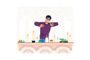 Medium performing spiritual ritual, an Illustration by pikepicture