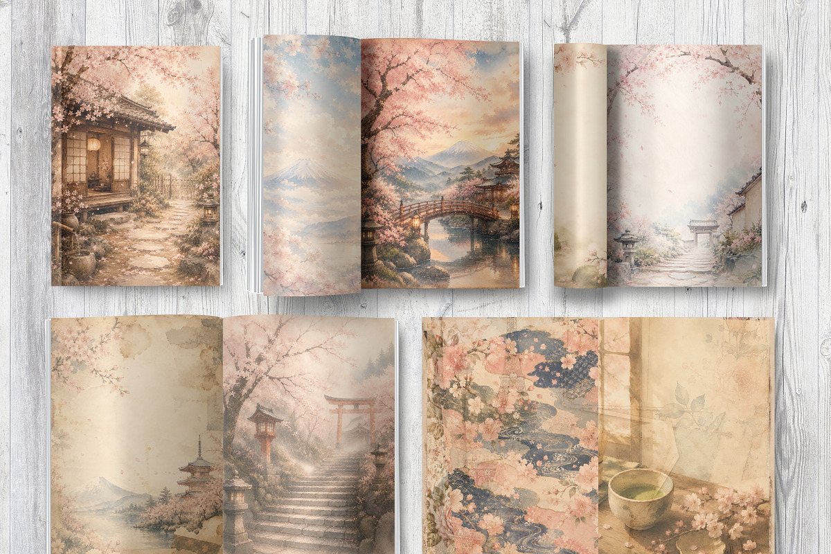 36 Japan Junk Journal Pages, a Background Graphic by LA Design (Photo 7 of 10)