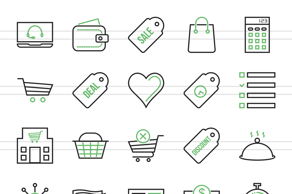 48 Ecommerce Line Green & Black Icon, an Outline Icon by IconBunny