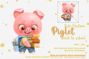 Cute cartoon piglet go to school, an Animal Illustration by Azuzlikus (Thumbnail 1 of 3)
