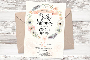 Pastel floral invitation template 10