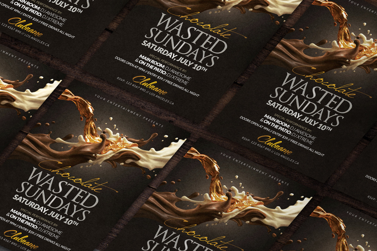 Chocolate Wasted Flyer Template, a Flyer Template by Creative Waffle (Photo 2 of 5)