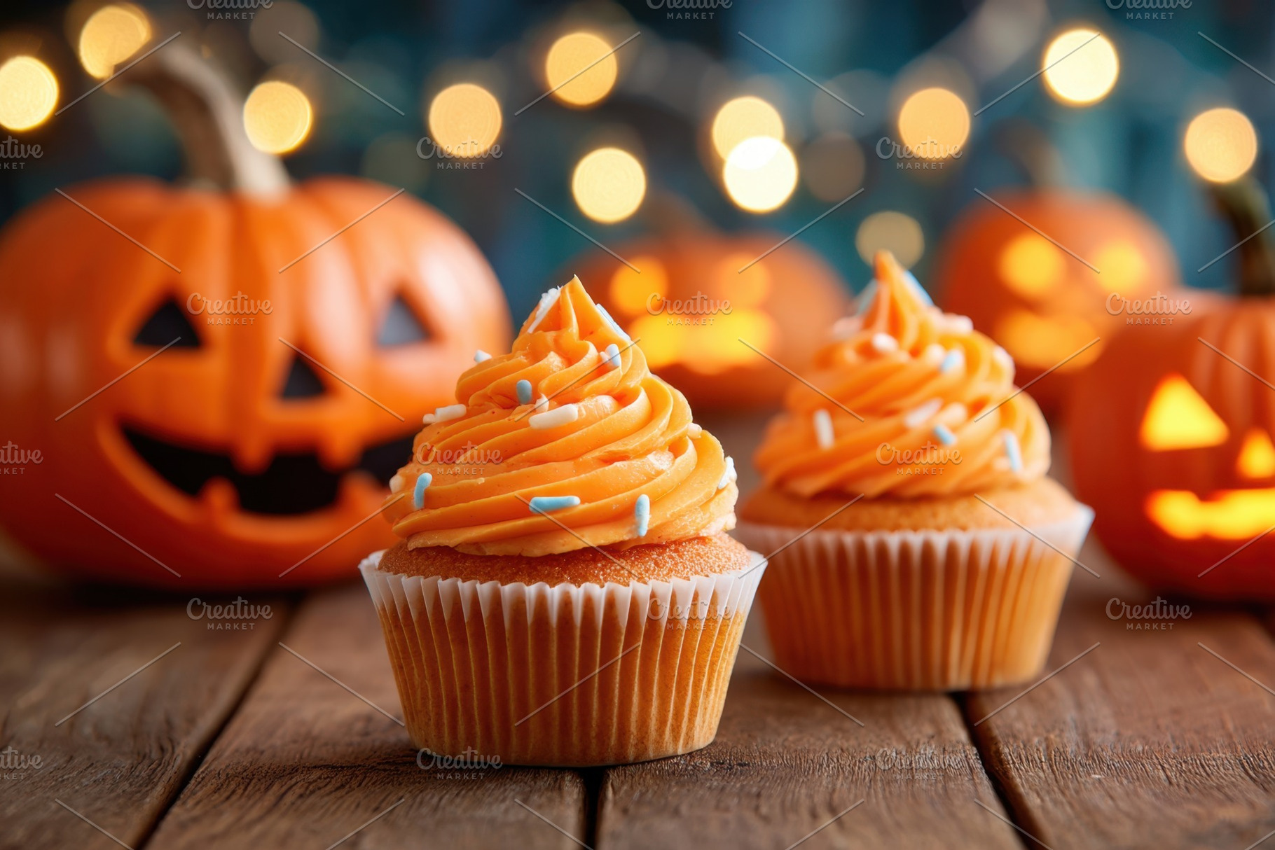 Festive cupcakes decorated for halloween holiday, a Food & Drink Photo by AlyaAnd