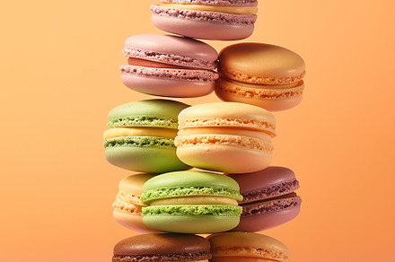 macarons in pastel candy colors, a Food & Drink Photo by Virgo Studio
