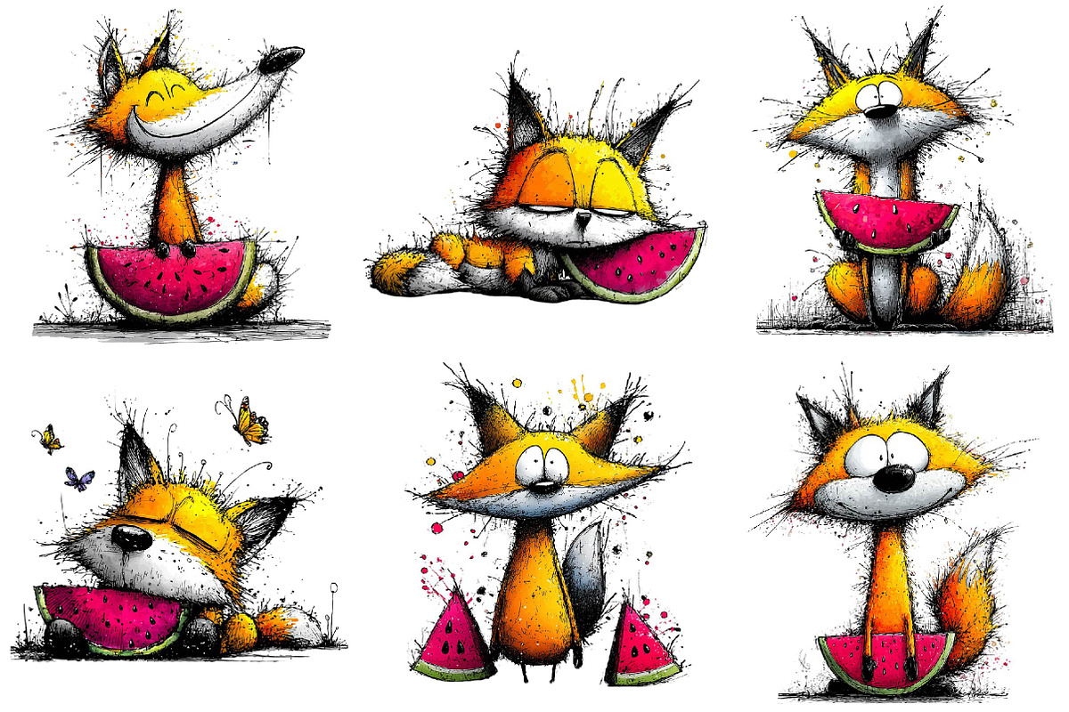 Summer Fox Enjoy Watermelon Clipart, an Illustration by DreamPrint404 (Photo 4 of 7)