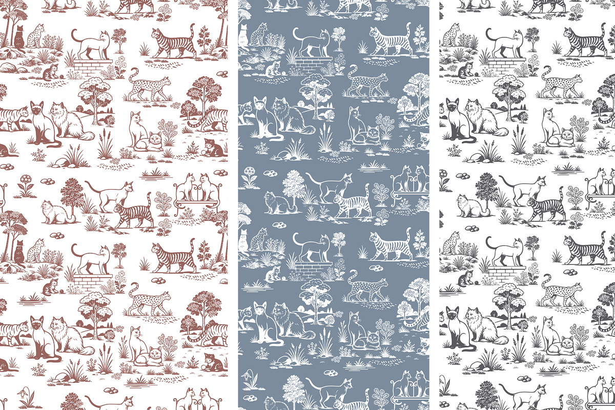 Cat Toile Illustrated Pattern, a Background Graphic by Hughes Studio (Photo 8 of 8)