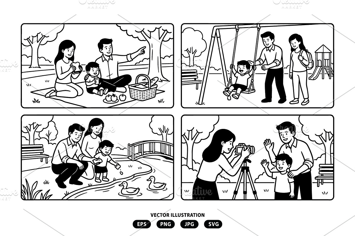 Family activities playing in park, a Person Illustration by Vectorlina (Photo 1 of 3)