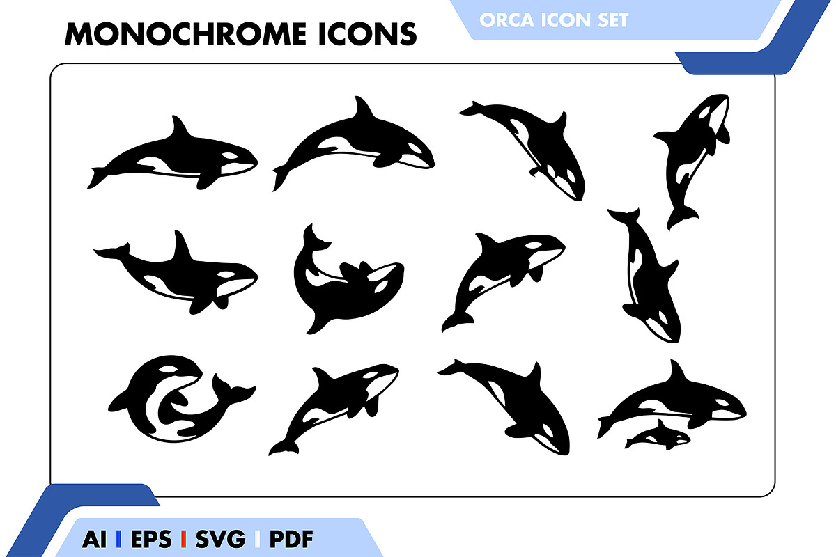 Orca Whale Icon Set