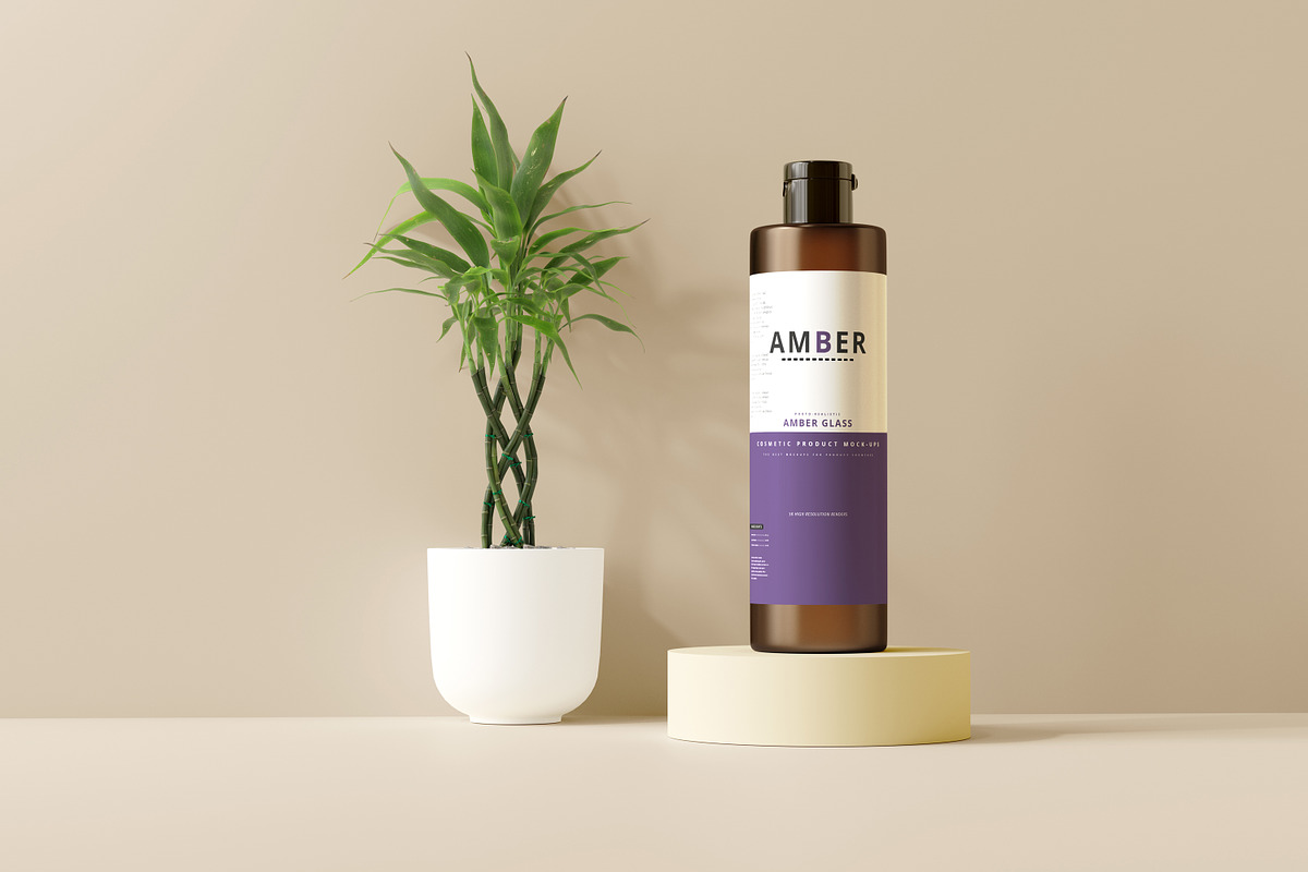 7 in 1 Amber Glass Cosmetic Bundle, a Cups & Container Mockup by pmvch (Photo 54 of 106)