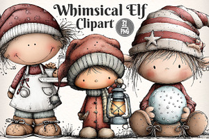 Whimsical Elf Clipart Bundle, an Illustration by Dream Creation