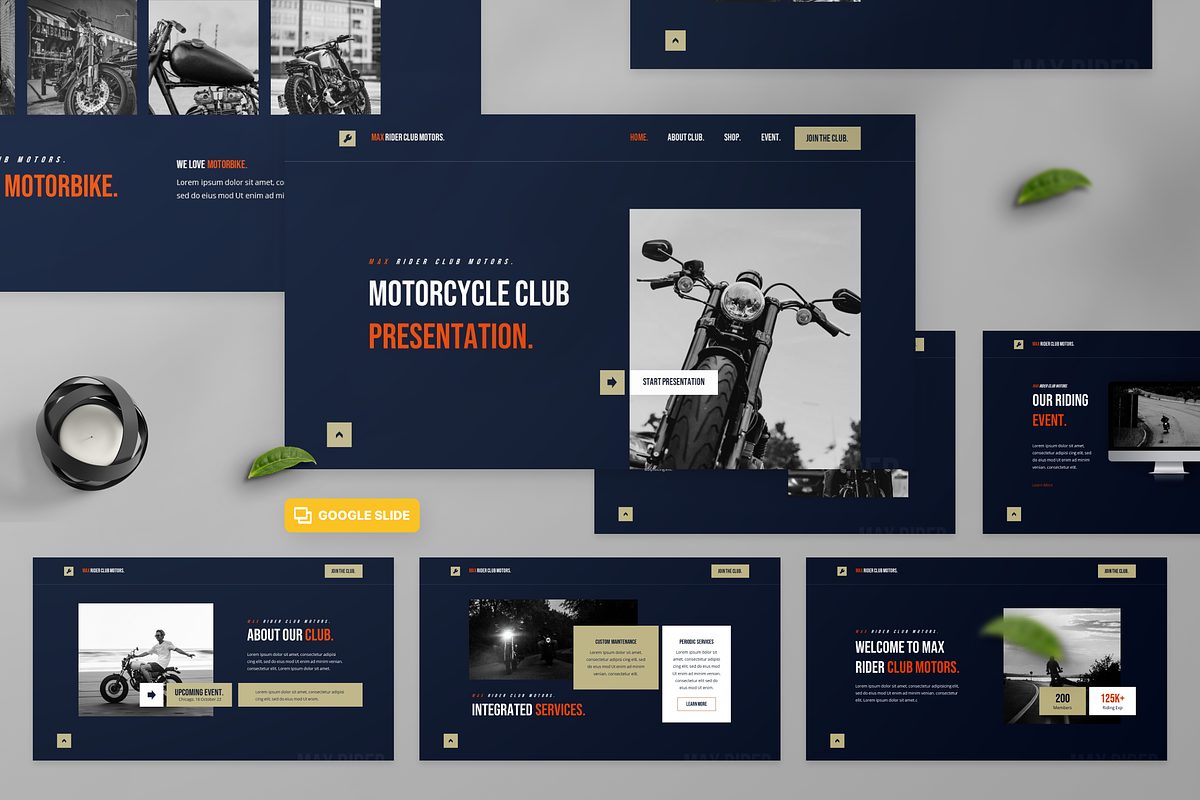Motorcycle Club Google Slide, a Presentation Template by Annora Studio (Photo 1 of 8)