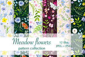 Watercolor Meadow Flowers Pattern