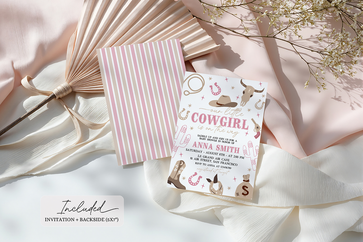Cowgirl Invitation and Phone Invite, a Templates & Theme by VeliusCreativeStudio (Photo 2 of 5)