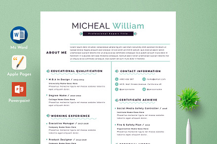 Resume Cv Template Word Apple Pages