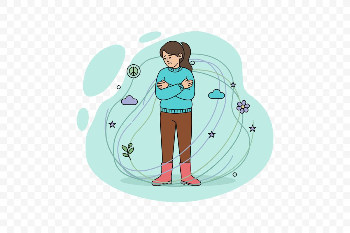 Anxious Woman with Crossed Arms, a Person Illustration by Partikusi Design (Photo 3 of 3)