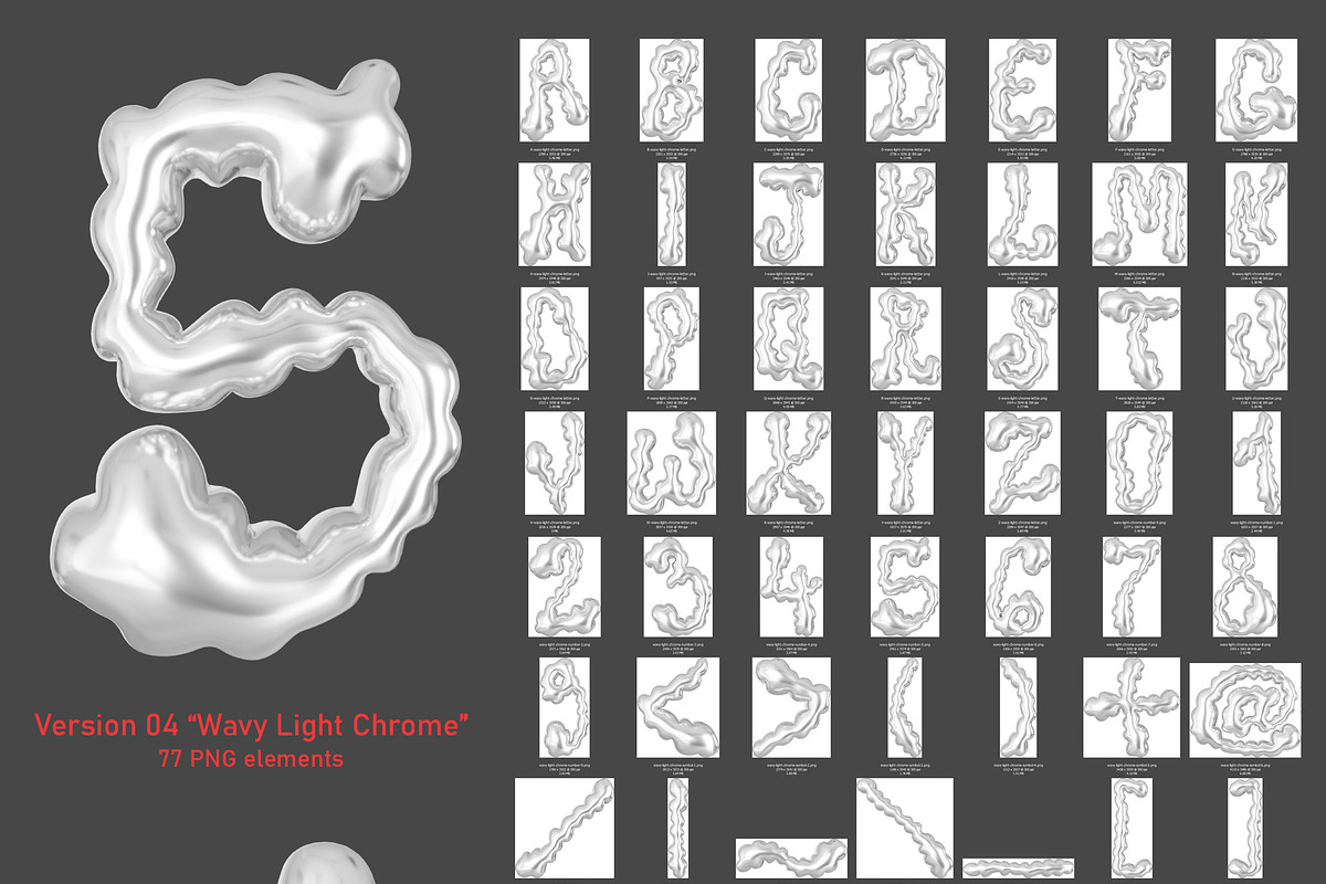 Wavy 3D Type - Liquid Chrome Letters, a Graphic by LarysaZabrotskaya (Photo 7 of 14)