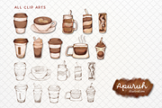 Coffee Watercolor Set Clipart, a Food Illustration by creationsbyapuruh (Thumbnail 2 of 5)
