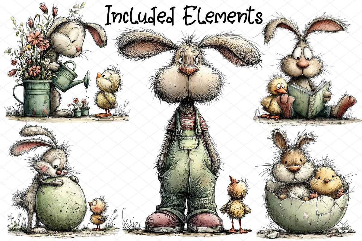 Whimsical Easter Bunny and Chick Cli, an Illustration by cherrydesign (Photo 2 of 4)