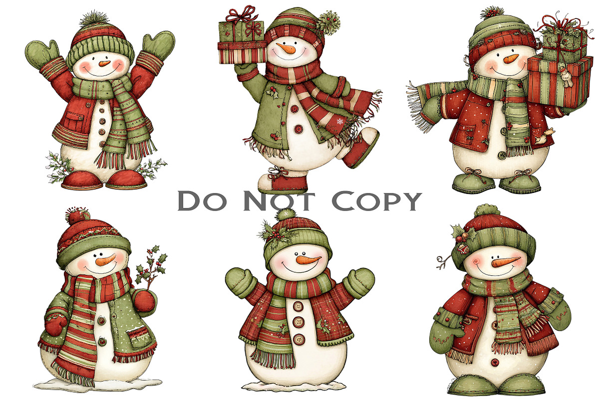 New Year Snowman Clipart Bundle, an Illustration by Craft Nest (Photo 6 of 8)