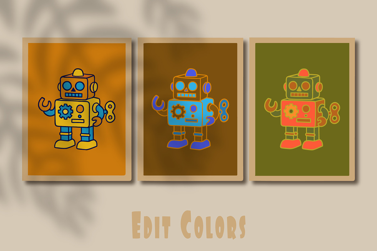 Retro Toy Robots Clipart & Posters, an Object Graphic by Blynn Pippen (Photo 15 of 23)