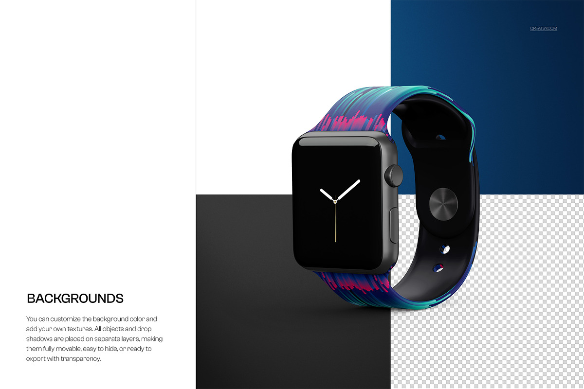 Apple Watch Band Mockup Set, a Wearable Device Mockup by creatsy2 (Photo 10 of 12)