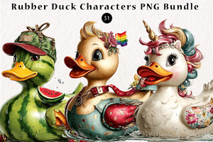 Rubber Duck Characters PNG Bundle, a Seasonal Illustration by CreationArt