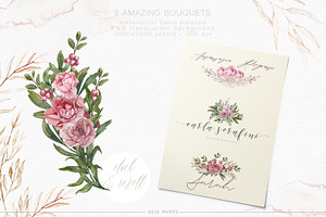 Add Peonies - Watercolor Graphic Set