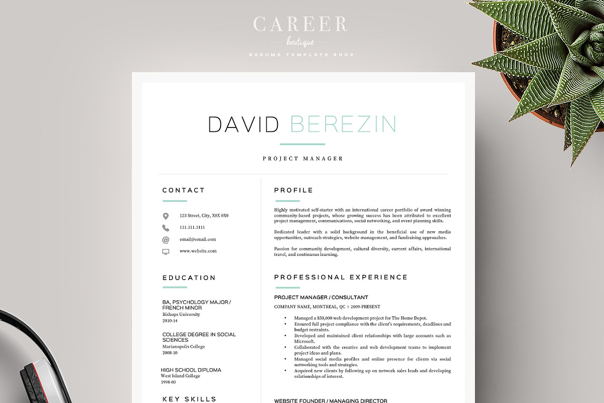 Modern resume & CoverLetter Template, a Resume Template by careerboutique (Photo 1 of 6)