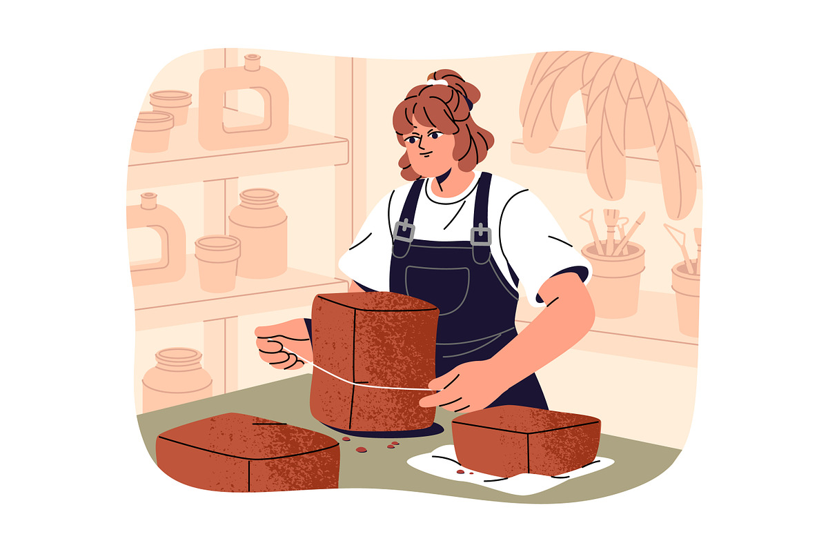People do ceramics. Pottery workshop, a Person Illustration by PaperTrident (Photo 2 of 11)