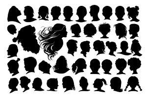Set of silhouettes of people's heads, a Person Illustration by Nenahliadava Design