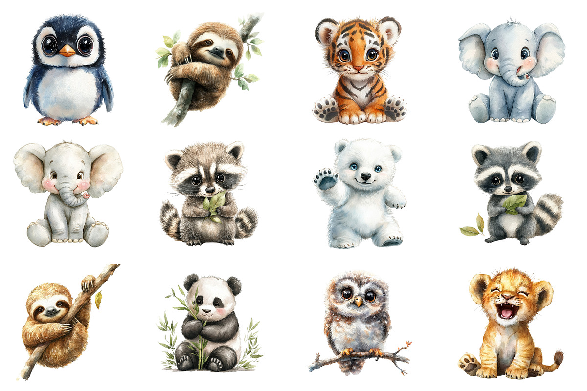 Cute Baby Animals PNG, an Illustration by SinaCreation (Photo 2 of 5)