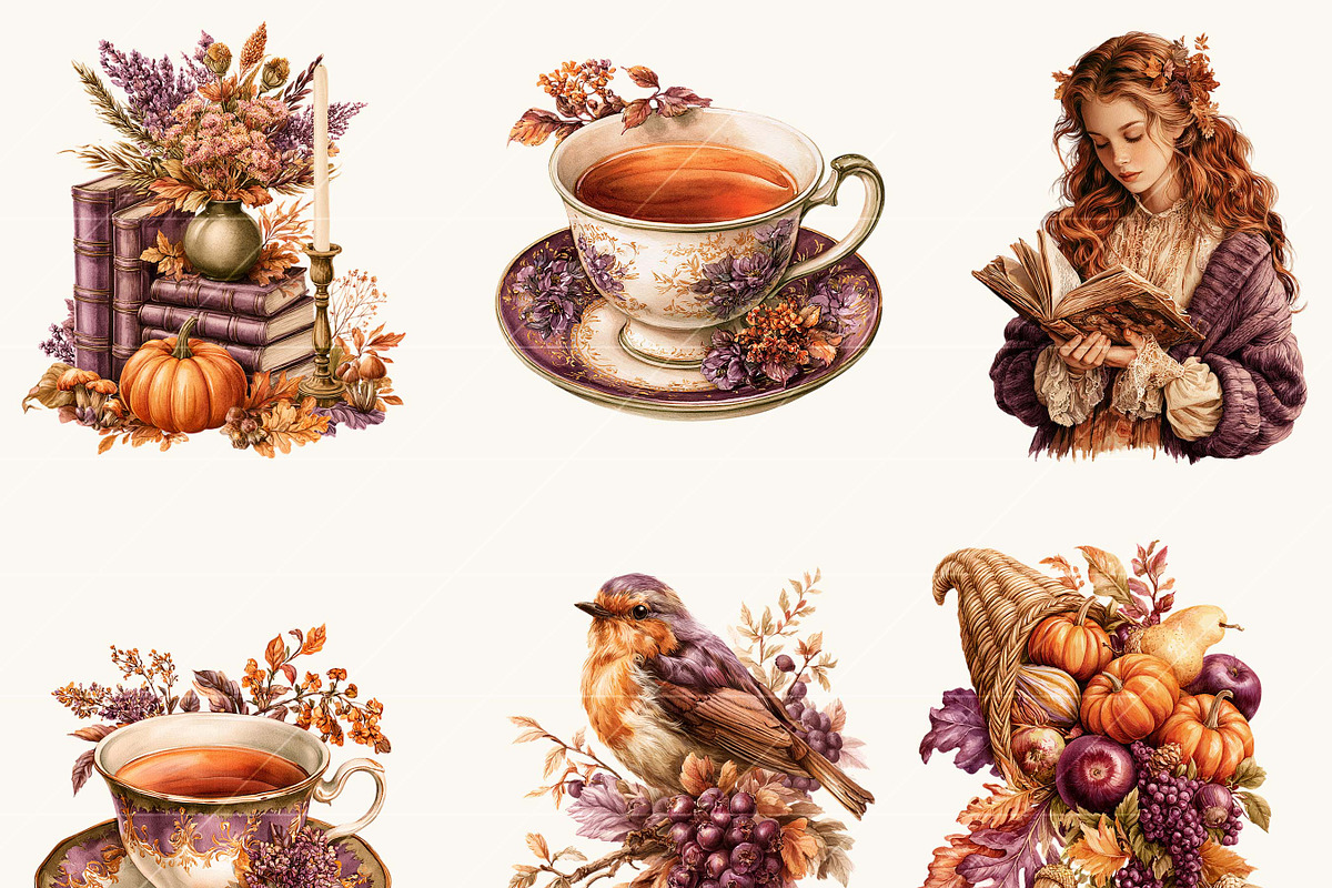Autumn Witch Cottagecore Clipart, a Seasonal Illustration by BusyDaydesign (Photo 3 of 7)