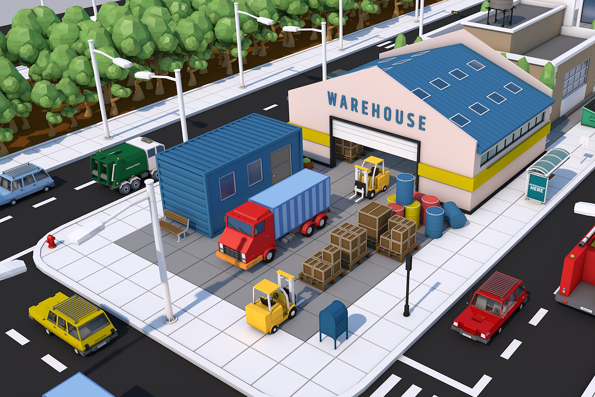 Low Poly City Town Pack, an Architecture 3D Model by multimedia4ds (Photo 8 of 41)